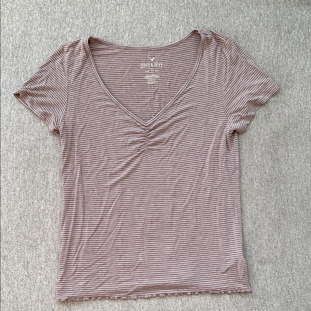 American Eagle soft & sexy mauve striped T-shirt